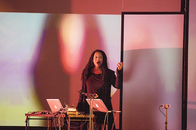 Pamela Z performing Memory Trace