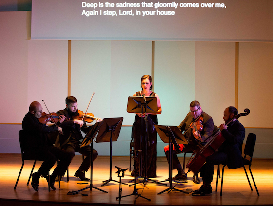 Amernet with Rachel Calloway performing the Schoenberg with English supertitles