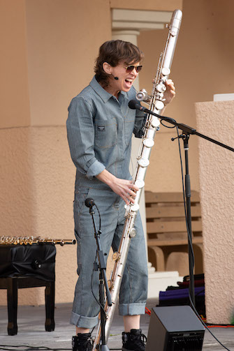 Claire Chase with her contrabass flute