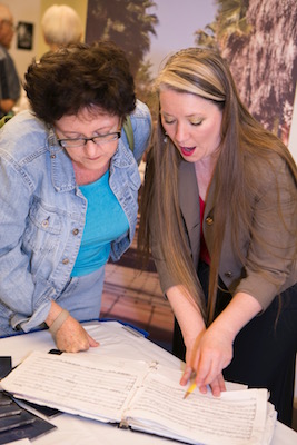 Toby Twining Music's Eileen Clark explaining unusual notation in her score